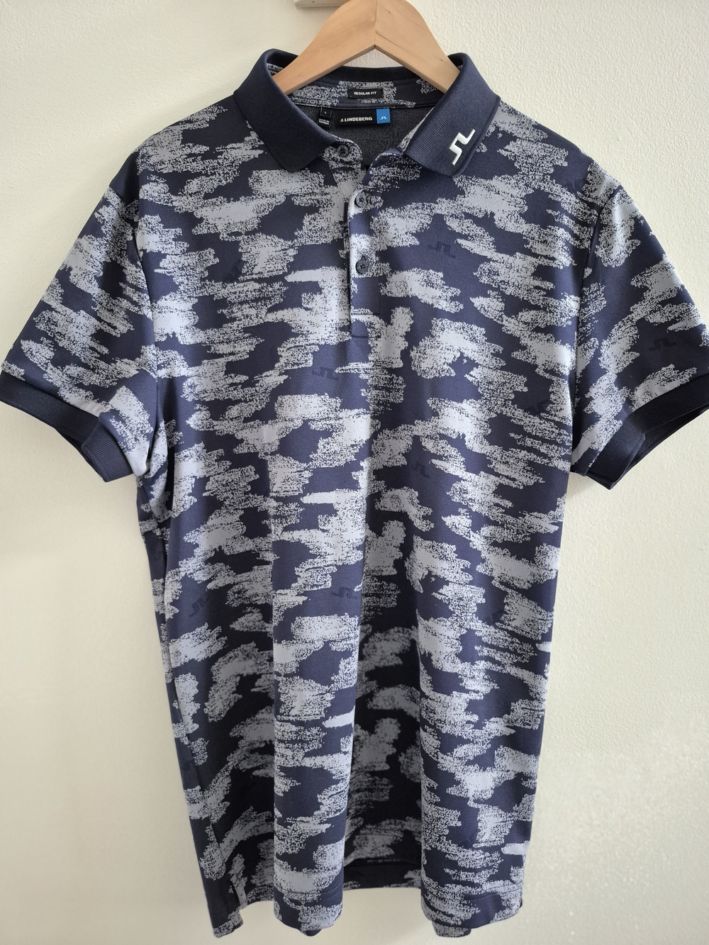 J.Lindeberg Men's Navy Patterned Polo Shirt